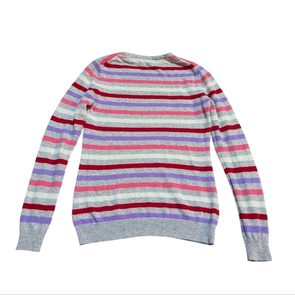 CHARTER CLUB Luxury Striped 100% Cashmere Sweater Small - Picture 2 of 7